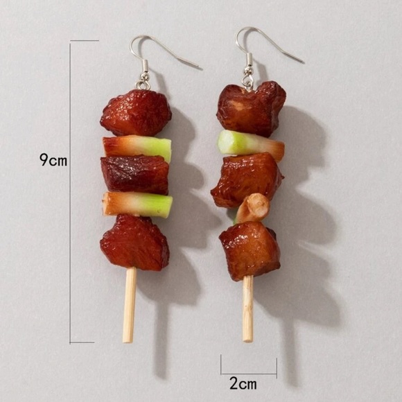 ⭐️ Awesome Yummy Shish Kabob Drop Tassel Earrings ⭐️ - Picture 4 of 5